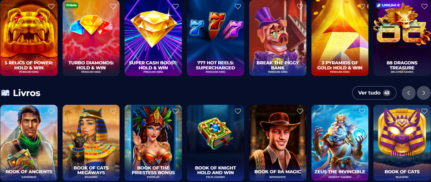 Jackpots Progressivos Nine Casino - Mega Moolah, Divine Fortune
